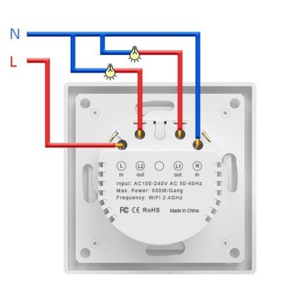 Immax NEO 07539L - Pametni prekidač s dvije tipke 230V Wi‑Fi Tuya