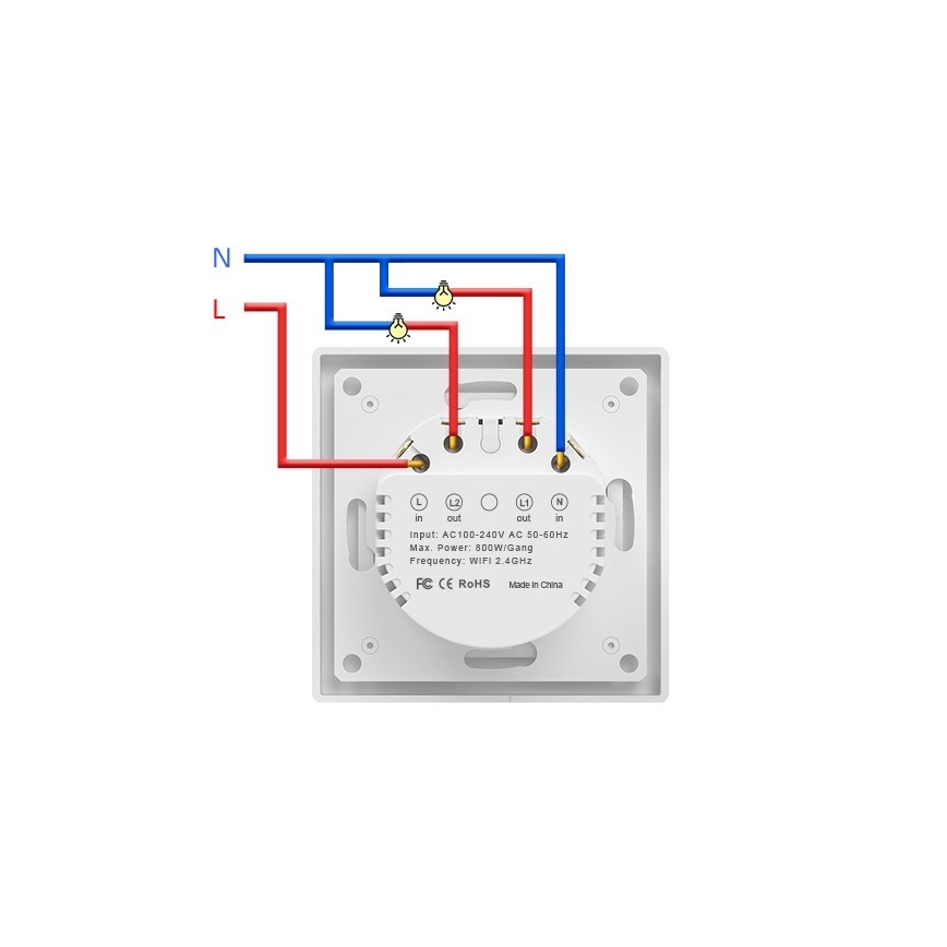Immax NEO 07539L - Pametni prekidač s dvije tipke 230V Wi‑Fi Tuya