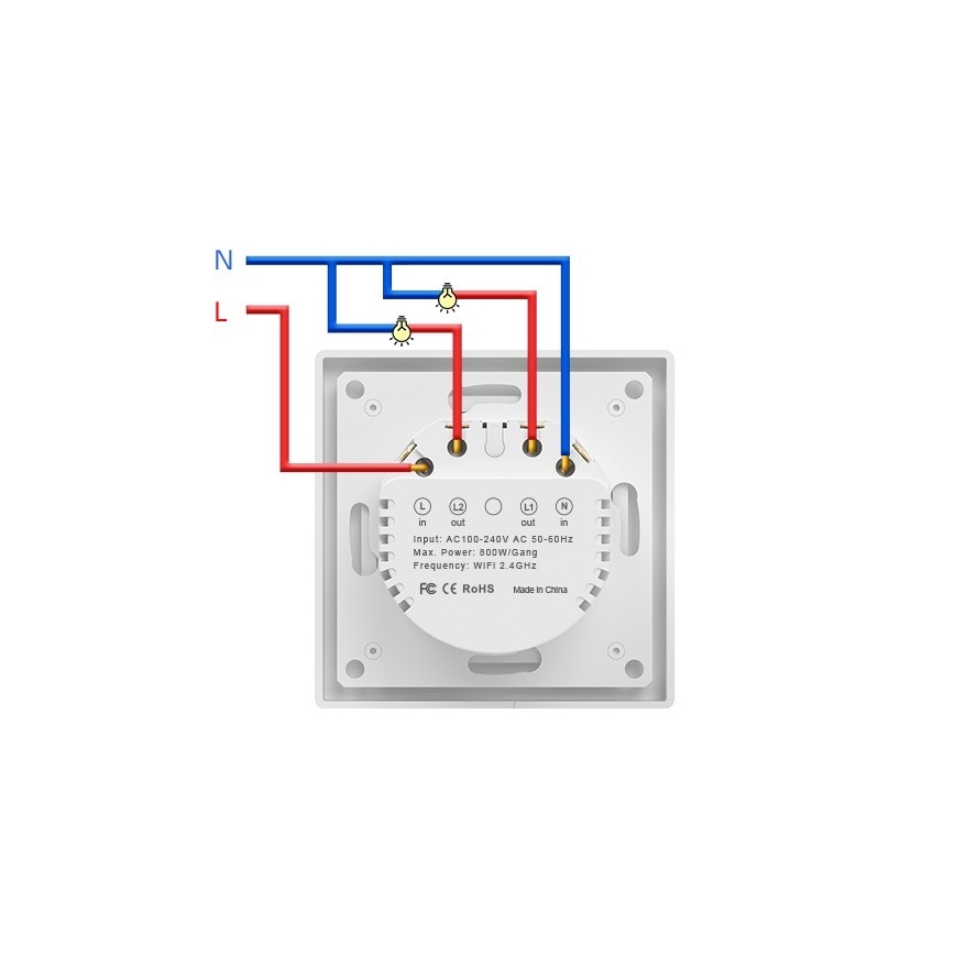 Immax NEO 07550L - Pametni prekidač s dvije tipke 230V Tuya