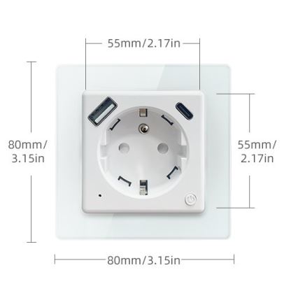 Immax NEO 07553L - Pametna utičnica E 16A/230V + 1xUSB-A+1xUSB C PD 20W