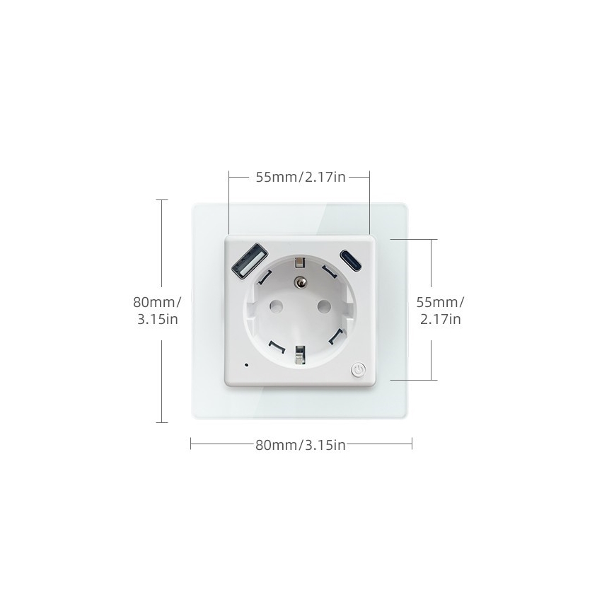 Immax NEO 07553L - Pametna utičnica E 16A/230V + 1xUSB-A+1xUSB C PD 20W
