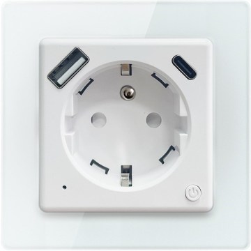 Immax NEO 07553L - Pametna utičnica E 16A/230V s 1× USB-A i 1× USB-C PD 20W Tuya