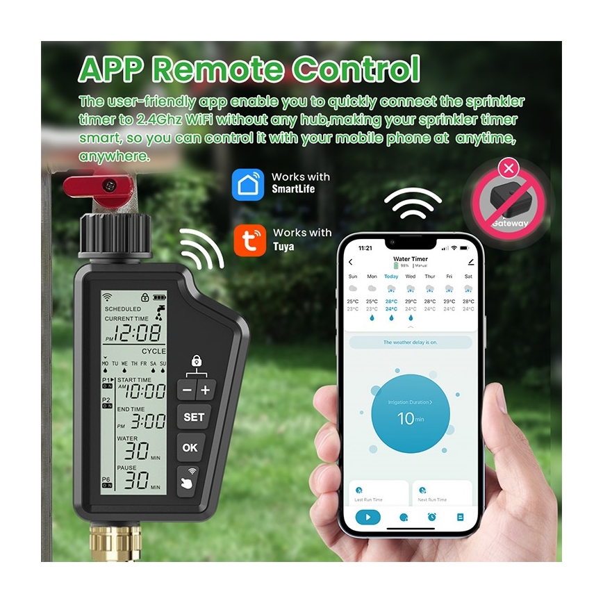 Immax NEO 07556L - Ventil za navodnjavanje 4x AA, IP65, Wi-Fi Tuya