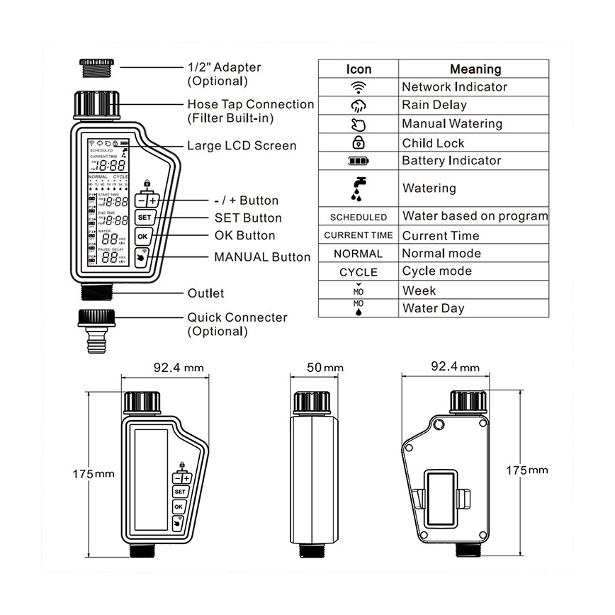 Immax NEO 07556L - Ventil za navodnjavanje 4x AA, IP65, Wi-Fi Tuya