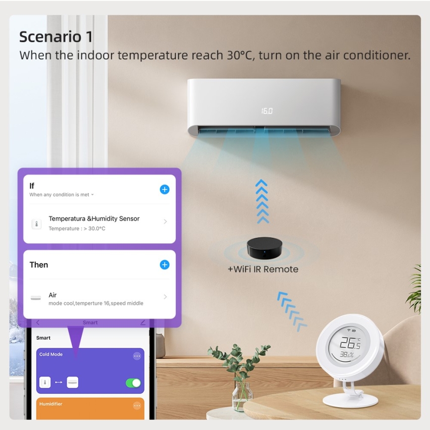 Immax NEO 07557L - Pametan senzor temperature i vlage 1xCR2430 Tuya