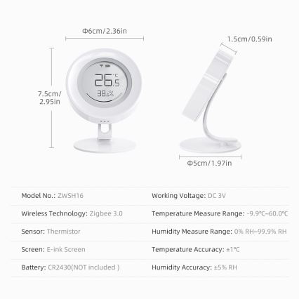 Immax NEO 07557L - Pametan senzor temperature i vlage 1xCR2430 Tuya