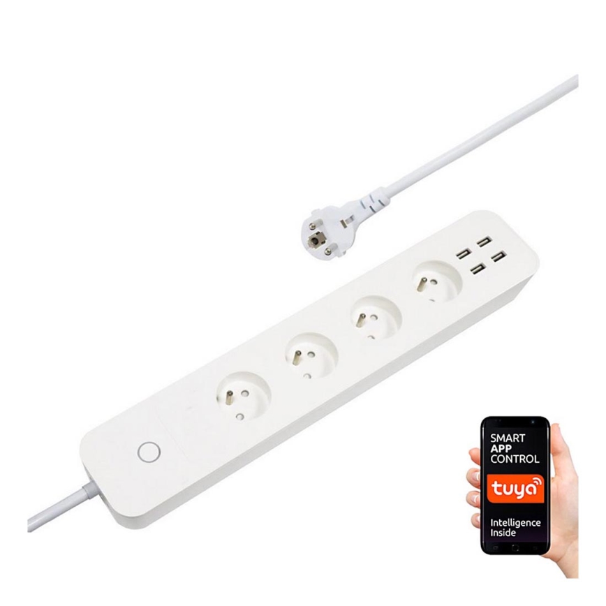 Immax NEO 07707L - Produžni kabel NEO LITE Smart 4AC + 4USB Wi-Fi Tuya 1,5m