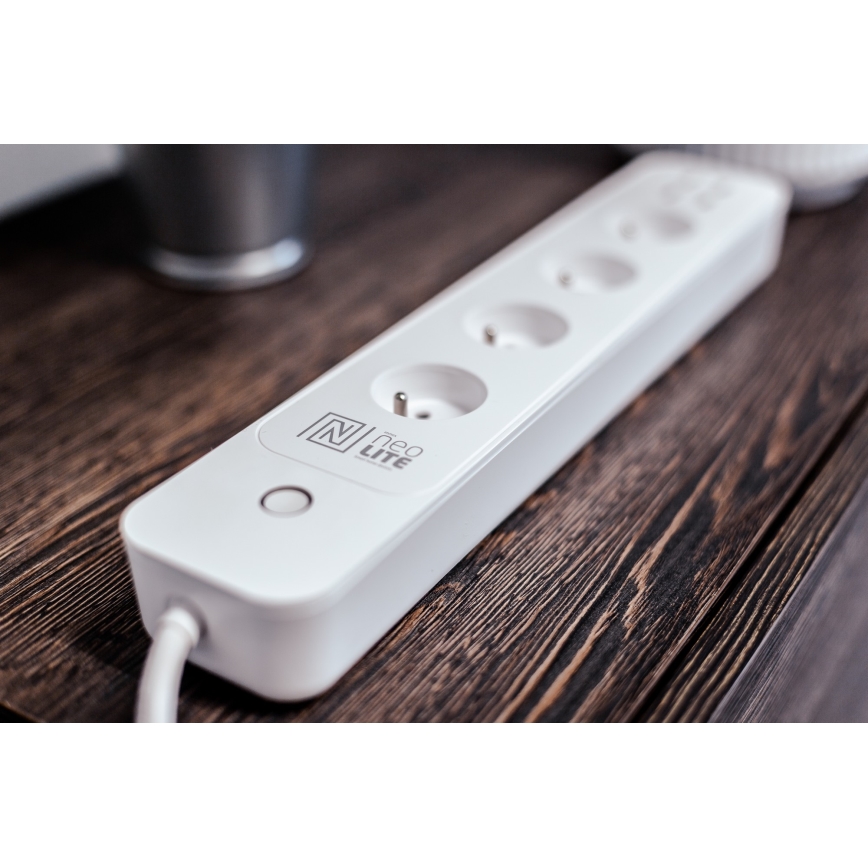 Immax NEO 07707L - Produžni kabel NEO LITE Smart 4AC + 4USB Wi-Fi Tuya 1,5m