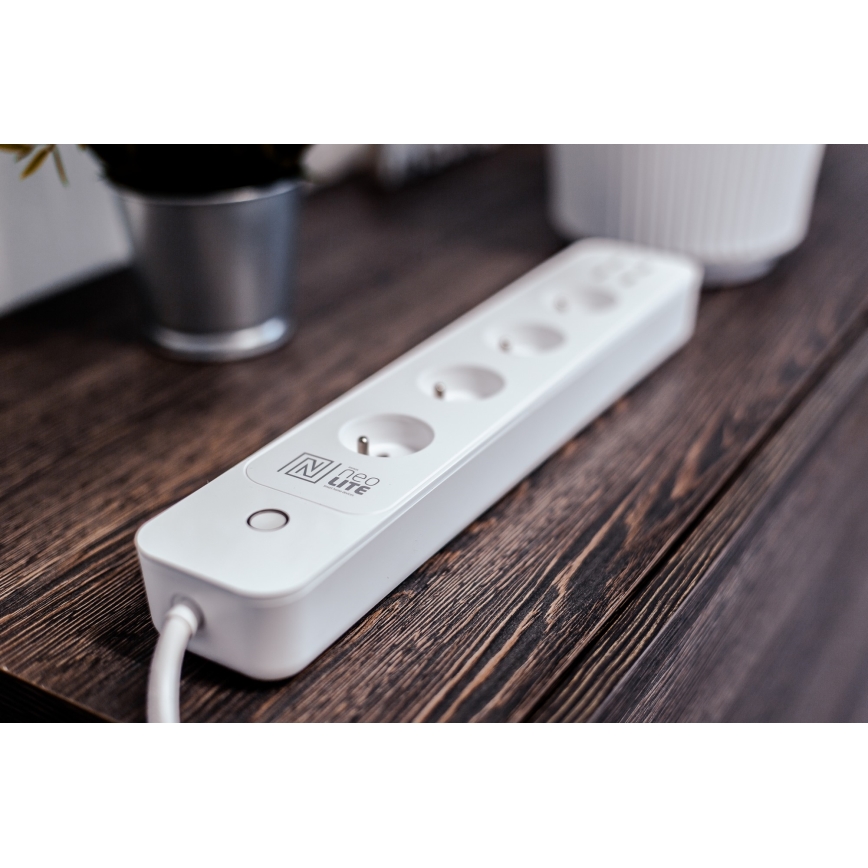 Immax NEO 07707L - Produžni kabel NEO LITE Smart 4AC + 4USB Wi-Fi Tuya 1,5m