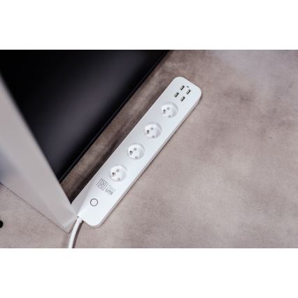 Immax NEO 07707L - Produžni kabel NEO LITE Smart 4AC + 4USB Wi-Fi Tuya 1,5m