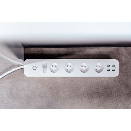 Immax NEO 07707L - Produžni kabel NEO LITE Smart 4AC + 4USB Wi-Fi Tuya 1,5m