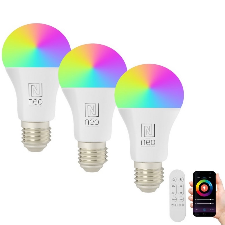 Immax NEO 07712CDO - SET 3x LED RGB+CCT Prigušiva žarulja E27/9W/230V Wi-Fi Tuya + daljinski upravljač