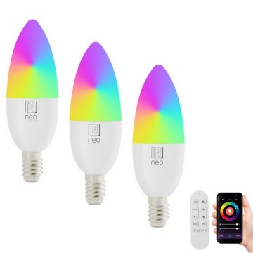 Immax NEO 07716CDO - SET 3x LED RGB+CCT Dimabilna žarulja E14/6W/230V Wi-Fi Tuya + daljinski upravljač