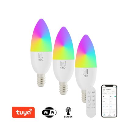 Immax NEO 07716CDO - SET 3x LED RGB+CCT Prigušiva žarulja E14/6W/230V Wi-Fi Tuya + daljinski upravljač