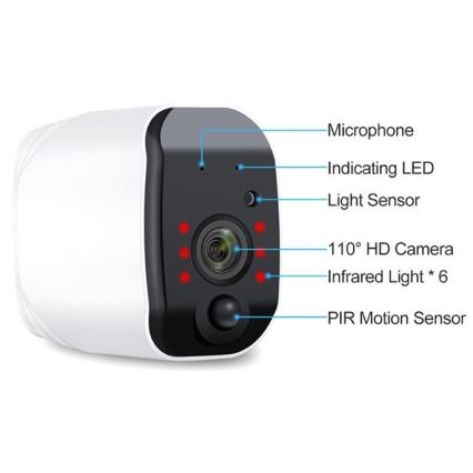 Immax NEO 07718L - Pametna vanjska sigurnosna kamera SMART 2x18650/3,7V IP65 Tuya