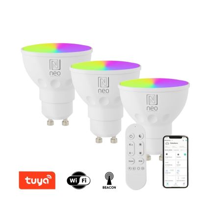 Immax NEO 07724CDO - SET 3x LED RGB+CCT Dimabilna žarulja GU10/6W/230V 2700-6500K Wi-Fi Tuya + daljinski upravljač