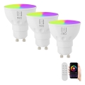 Immax NEO 07724CDO - SET 3x LED RGB+CCT Prigušiva žarulja GU10/6W/230V 2700-6500K Wi-Fi Tuya + daljinski upravljač