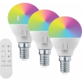 Immax NEO 07745CDO - SET 3x LED RGB+CCT žarulja s regulacijom svjetline E14/6W/230V Tuya Wi‑Fi + daljinski upravljač
