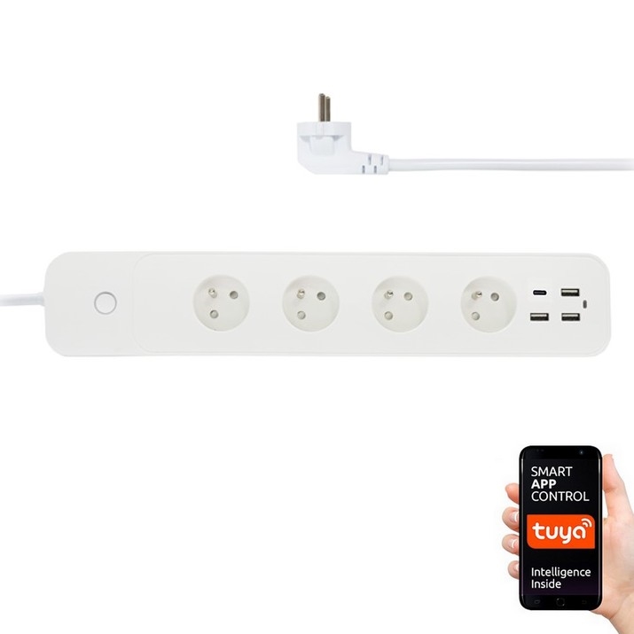 Immax NEO 07771L- Produžni kabel NEO LITE Smart 4AC+3xUSB+1xUSB C Wi-Fi Tuya