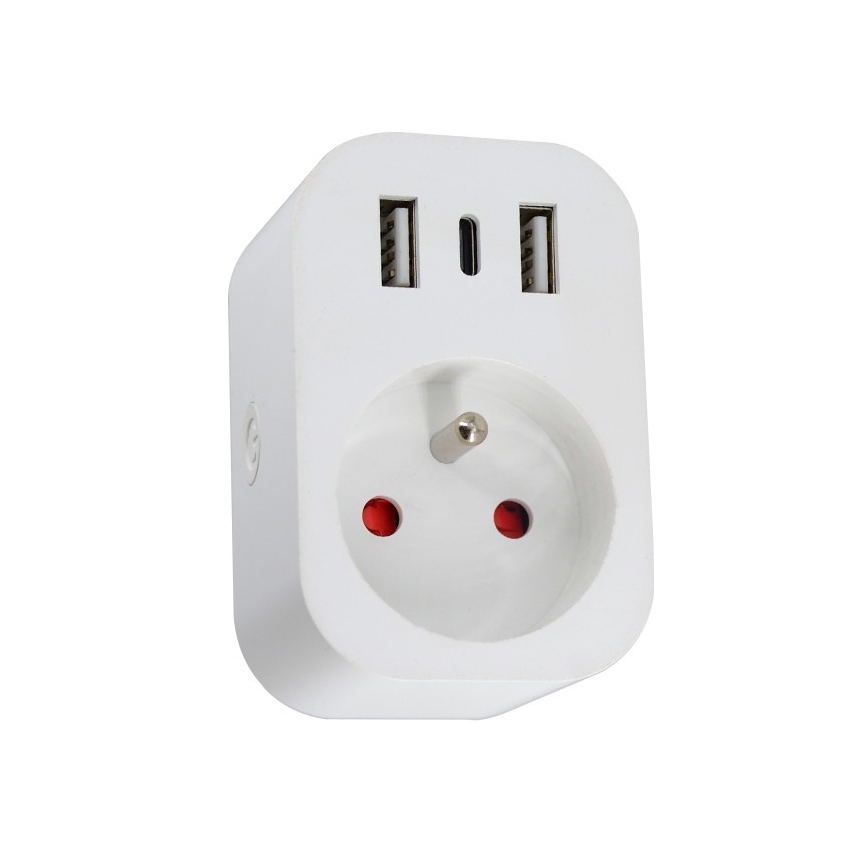 Immax NEO 07772L- Pametna razdjelna utičnica 16A/230V + 2xUSB+1xUSB C Wi-Fi Tuya