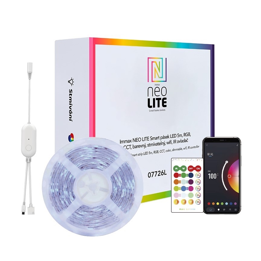 Immax NEO 07775L - LED RGB+CCT Prigušiva traka NEO LITE LED/48W/230V 10 m IP65 MUSIC Wi-Fi Tuya + daljinski upravljač