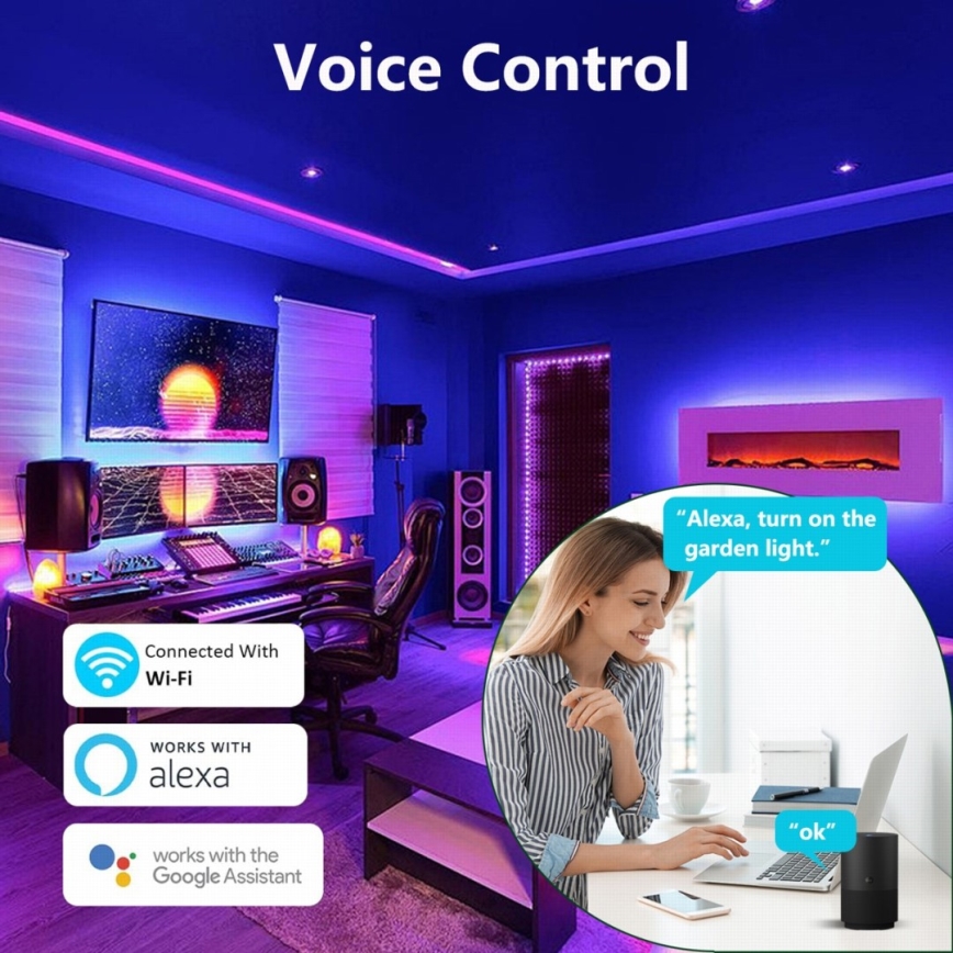 Immax NEO 07776L - LED RGB podesiva podna lampa AMBIENTE LED/12W/230V Wi-Fi Tuya + daljinski upravljač