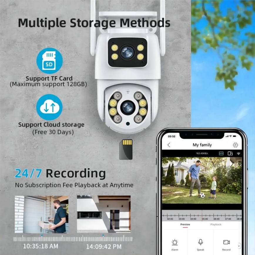 Immax NEO 07783L - Pametna vanjska kamera s DOUBLE senzorom 355° P/T 2x2MP IP65 Wi-Fi Tuya