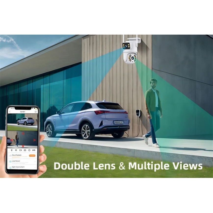 Immax NEO 07783L - Pametna vanjska kamera s DOUBLE senzorom 355° P/T 2x2MP IP65 Wi-Fi Tuya