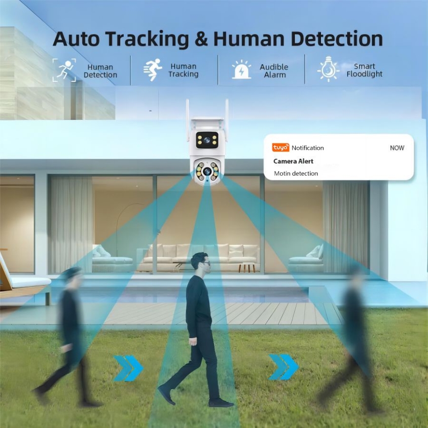 Immax NEO 07783L - Pametna vanjska kamera s DOUBLE senzorom 355° P/T 2x2MP IP65 Wi-Fi Tuya