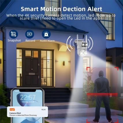 Immax NEO 07783L - Pametna vanjska kamera s DOUBLE senzorom 355° P/T 2x2MP IP65 Wi-Fi Tuya