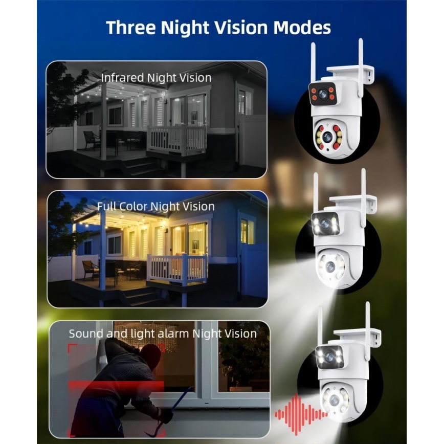 Immax NEO 07783L - Pametna vanjska kamera s DOUBLE senzorom 355° P/T 2x2MP IP65 Wi-Fi Tuya
