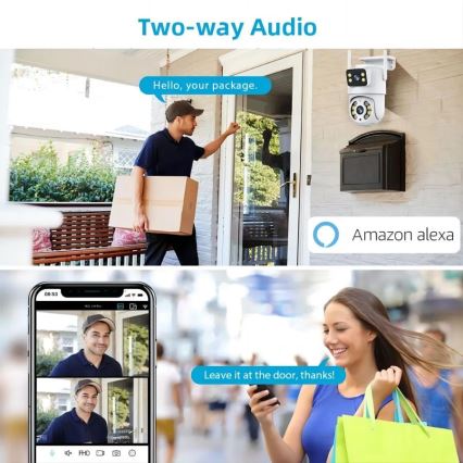 Immax NEO 07783L - Pametna vanjska kamera s DOUBLE senzorom 355° P/T 2x2MP IP65 Wi-Fi Tuya