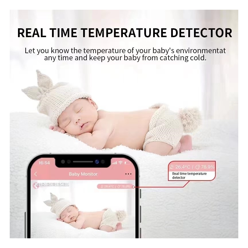 Immax NEO 07797L - Pametni punjivi monitor za bebe 5V Wi-Fi Tuya plava