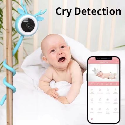 Immax NEO 07797L - Pametni punjivi monitor za bebe 5V Wi-Fi Tuya plava