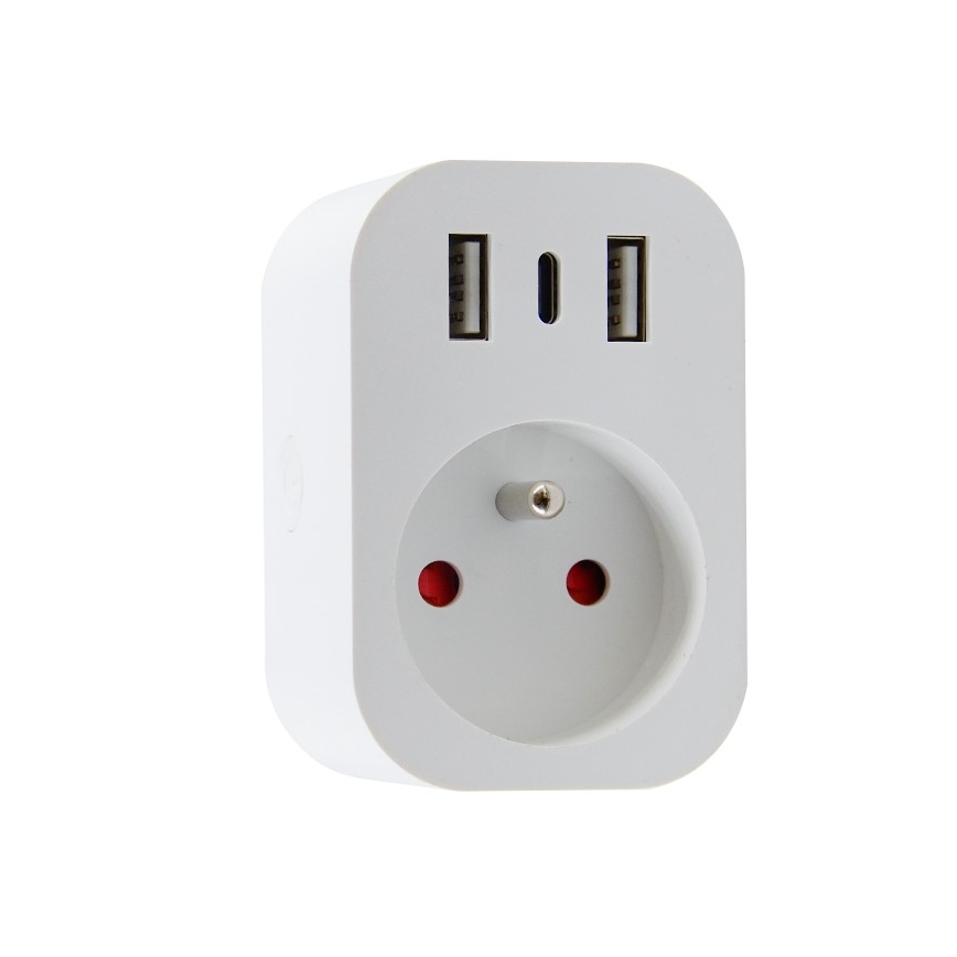 Immax NEO 07799L - Pametna razdjelna utičnica 16A/230V + 2xUSB+1xUSB C Wi-Fi Tuya