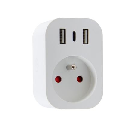 Immax NEO 07799L - Pametna razdjelna utičnica 16A/230V + 2xUSB+1xUSB C Wi-Fi Tuya