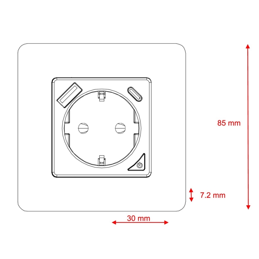 Immax NEO 07800L - Pametna utičnica 16A/230V + 1xUSB-A+1xUSB C Tuya