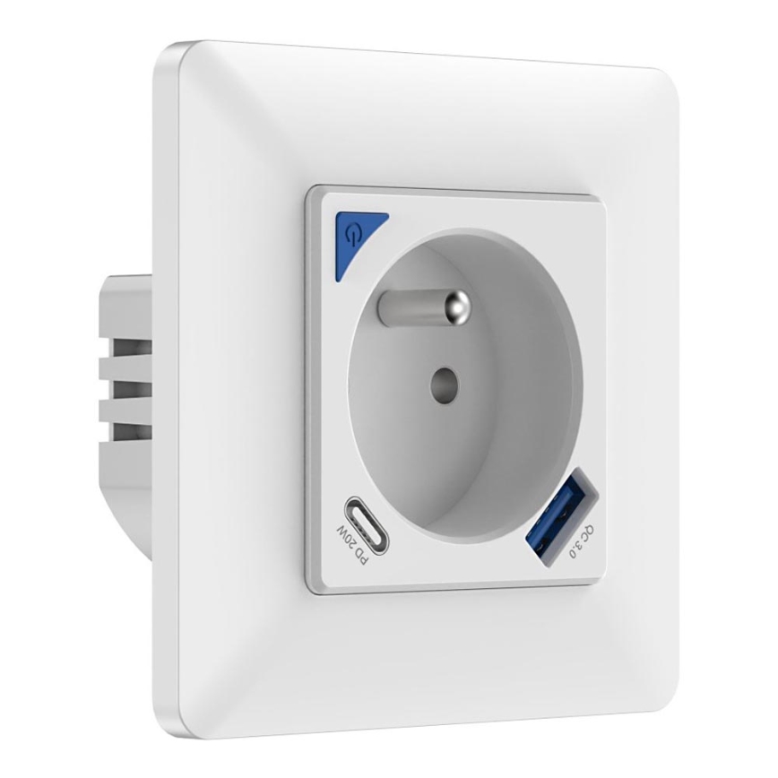 Immax NEO 07800L - Pametna utičnica 16A/230V + 1xUSB-A+1xUSB C Tuya