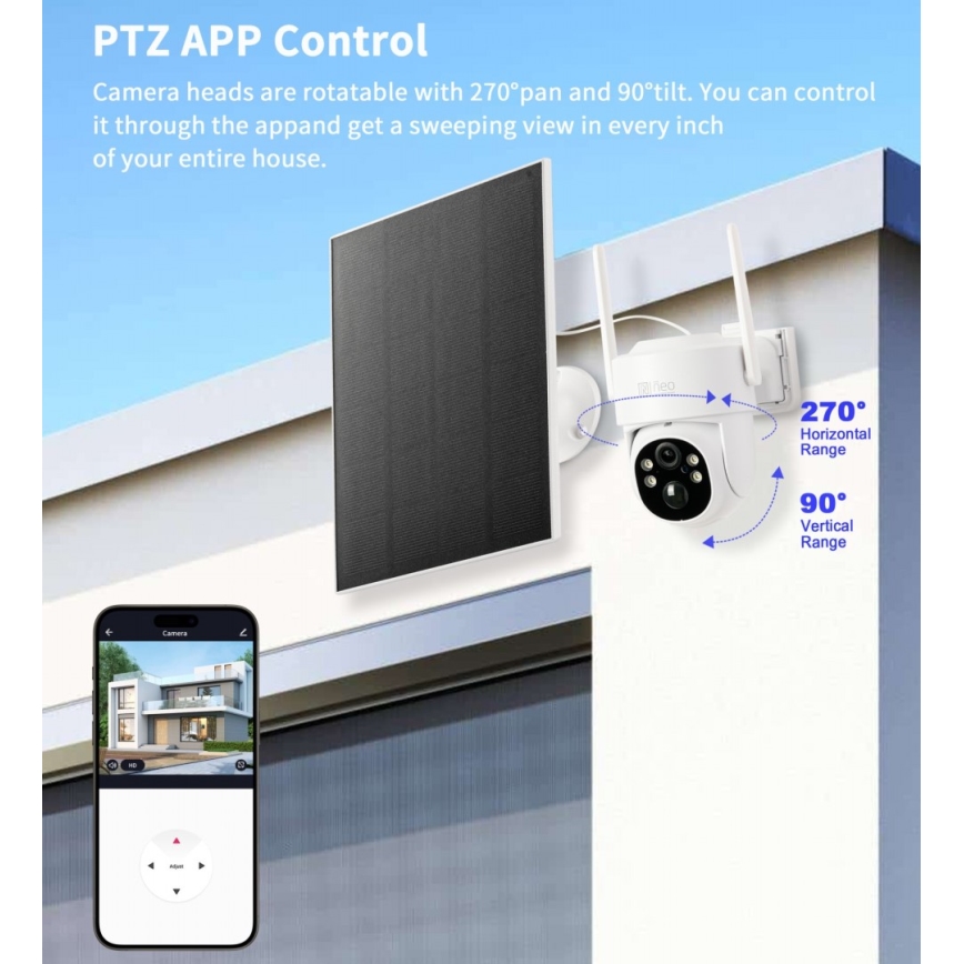 Immax NEO 07804L - Pametna vanjska solarna kamera sa senzorom 9000mAh Wi-Fi Tuya IP65