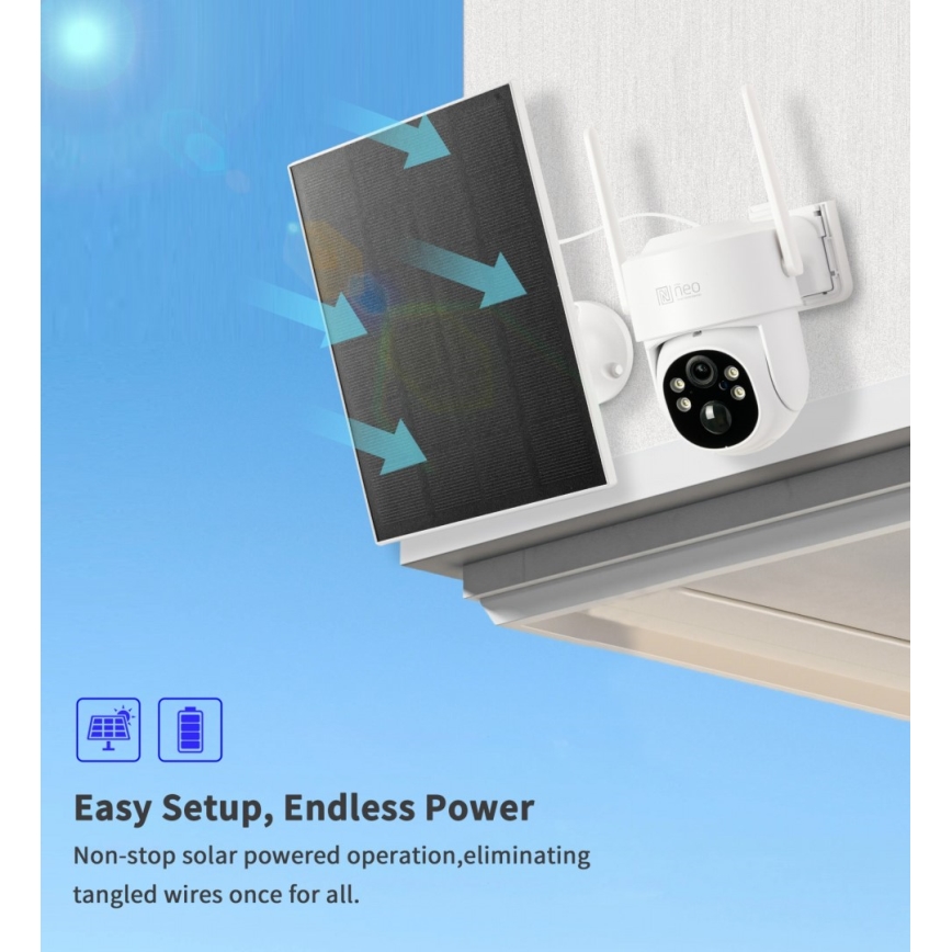 Immax NEO 07804L - Pametna vanjska solarna kamera sa senzorom 9000mAh Wi-Fi Tuya IP65