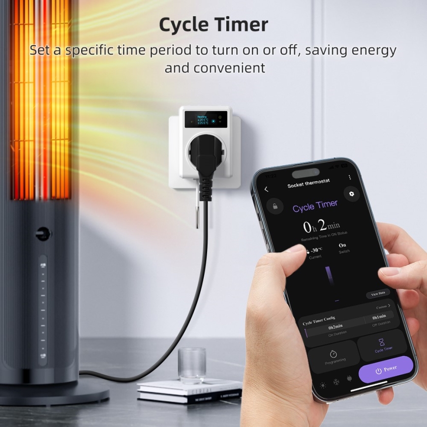 Immax NEO 07811L - Pametna utičnica s termometrom F 3680W Tuya Wi-Fi