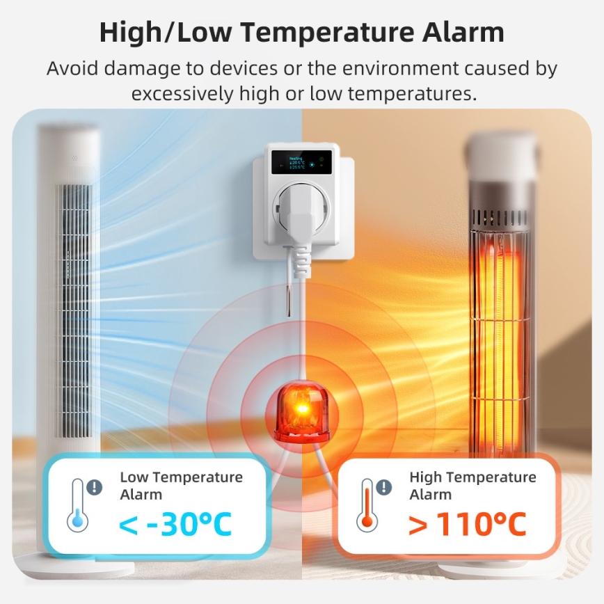 Immax NEO 07811L - Pametna utičnica s termometrom F 3680W Tuya Wi-Fi