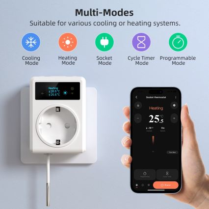 Immax NEO 07811L - Pametna utičnica s termometrom F 3680W Tuya Wi-Fi