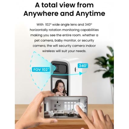 Immax NEO 07814L - Pametna unutarnja kamera s 4 MP senzorom, 5 V, Tuya Wi-Fi