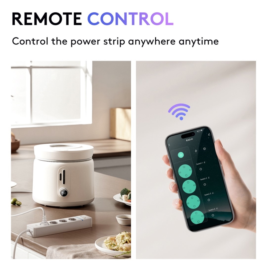 Immax NEO 07821L - Pametni produžni kabel NEO LITE 4x AC + 1x USB + 2x USB-C Tuya Wi-Fi