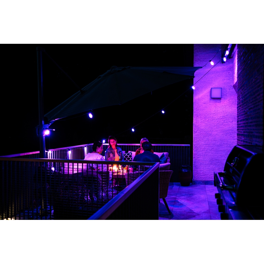 LED RGB+CCT Prigušivi vanjski lanac GIRLANDA 15xLED/1W/230V 15m Wi-Fi Tuya IP65 + daljinski upravljač