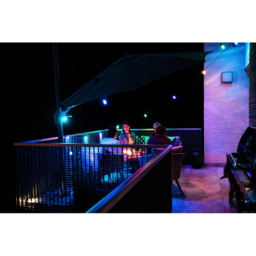 LED RGB+CCT Prigušivi vanjski lanac GIRLANDA 15xLED/1W/230V 15m Wi-Fi Tuya IP65 + daljinski upravljač