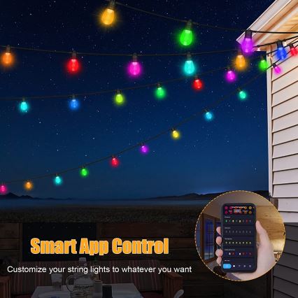 LED RGB+CCT Prigušivi vanjski lanac GIRLANDA 15xLED/1W/230V 15m Wi-Fi Tuya IP65 + daljinski upravljač