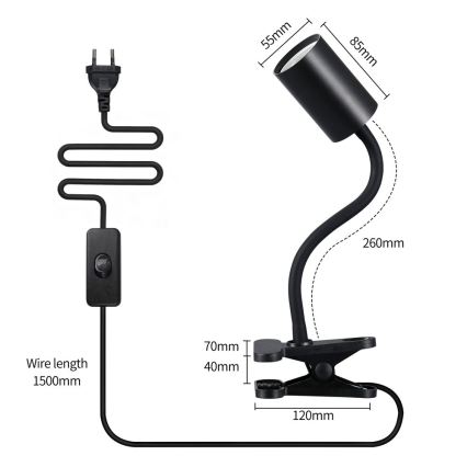 Immax NEO 08293L - Fleksibilna svjetiljka sa stezaljkom PUNTO 1xGU10/9W/230V crna