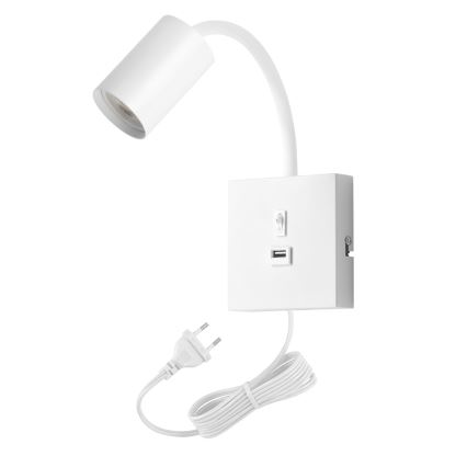 Immax NEO 08296L - Zidna lampa s USB PUNTO 1x GU10/9W/230V bijela